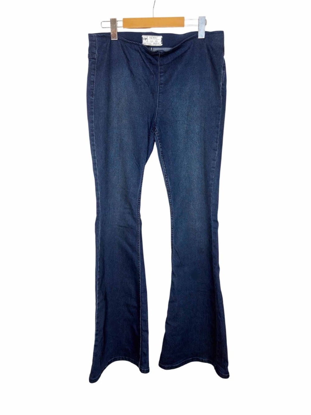 Free People Penny Pull-On Flare Jeans Mid-Rise Bell Bottoms Rich Blue US 30